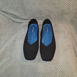 Vivaia Margot Walker Square Toe V Cut Black Knit Ballet Fkats Size 41.5 EU 10 US